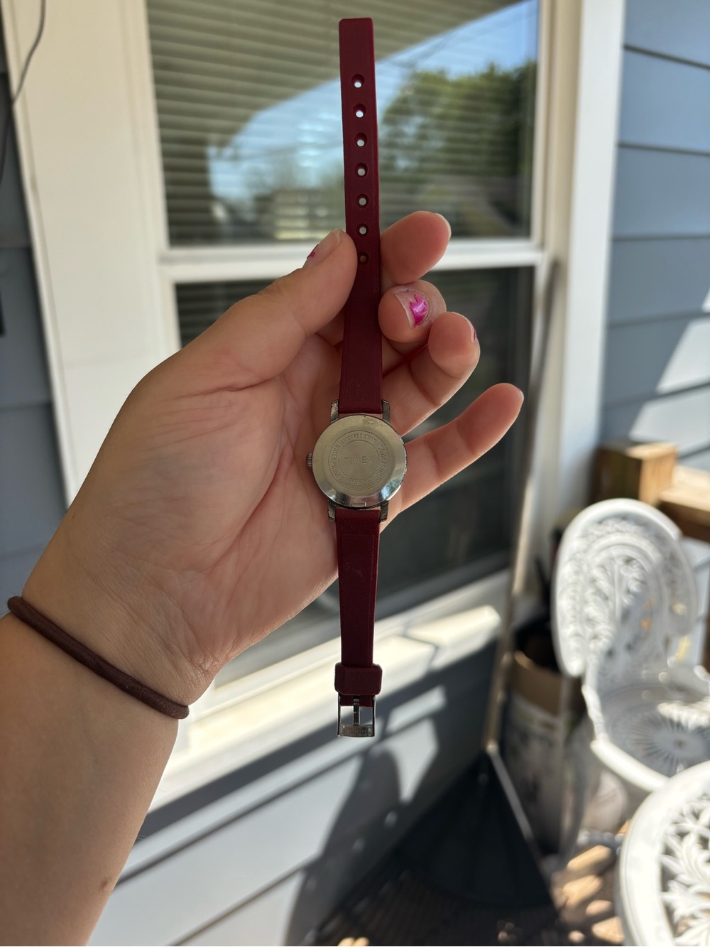 Timex Ladies Watch with Burgundy Leather Strap and Cream Dial - Picture 3 of 8